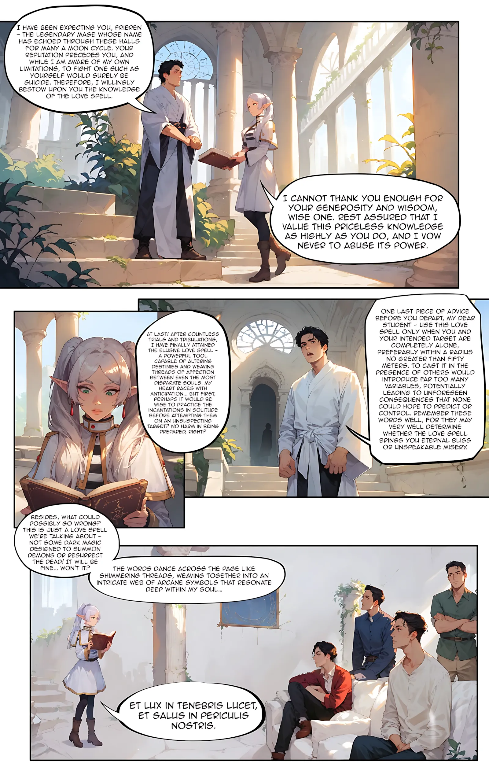 Playful Sloth- AI Comics, 4. Frieren's Spell of Love A Group's Effort, page 4 of 24