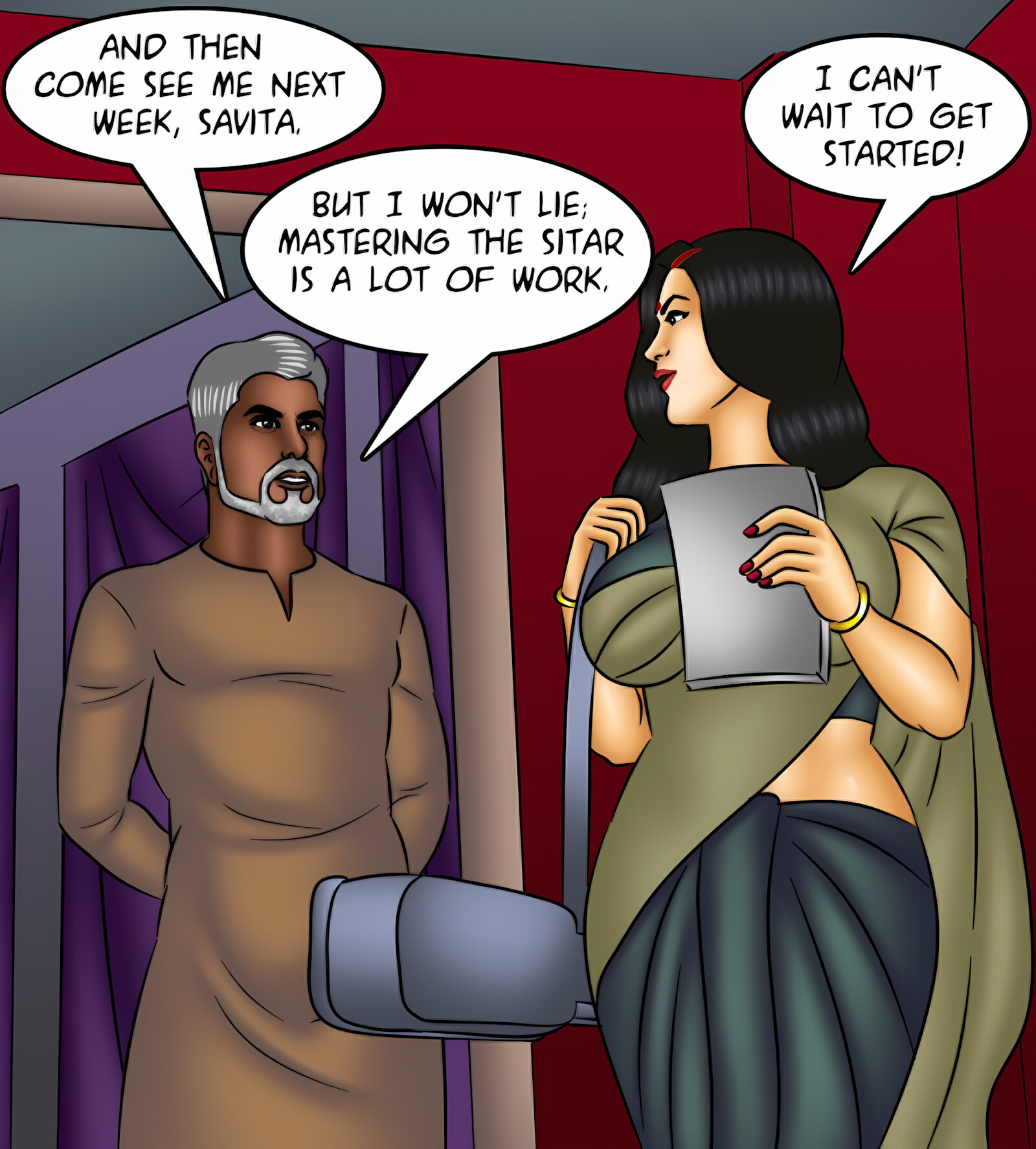 Savita Bhabhi 121-130 [Kirtu], Savita Bhabhi 127 - Music Lessons, page 46 of 142