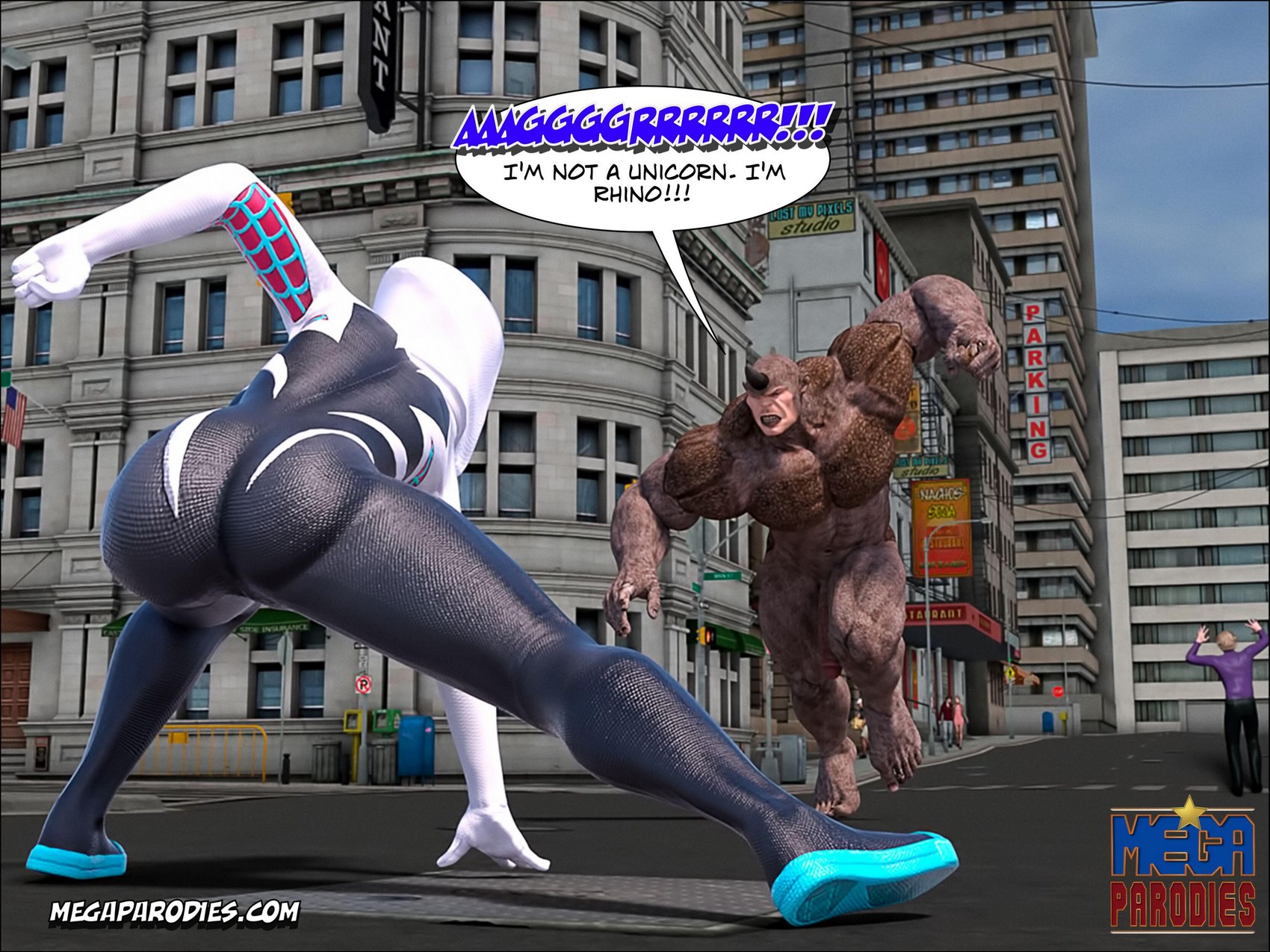 Spider-Gwen X Rhino [MegaParodies], Spider Gwen 1, page 57 of 65