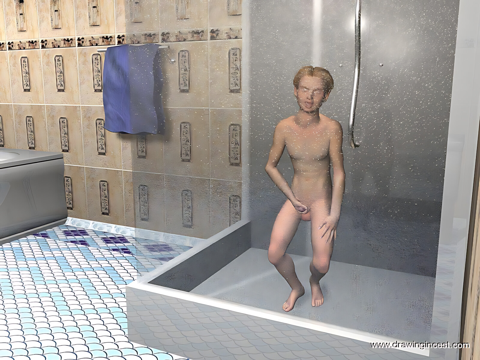 Bathroom procedures make mom and son closer [Drawingincest], Bathroom procedures make mom and son closer, page 19 of 50