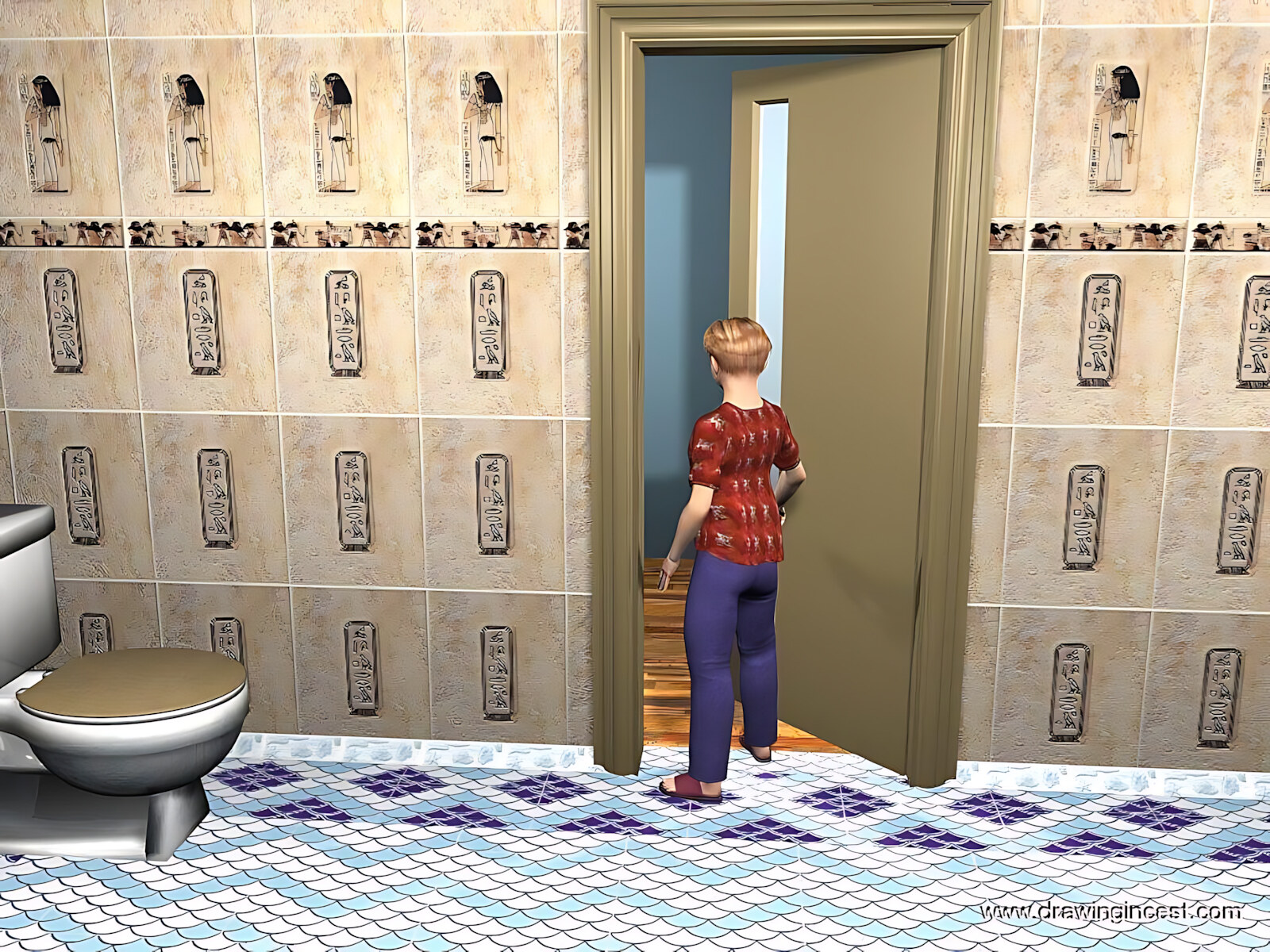 Bathroom procedures make mom and son closer [Drawingincest], Bathroom procedures make mom and son closer, page 7 of 50