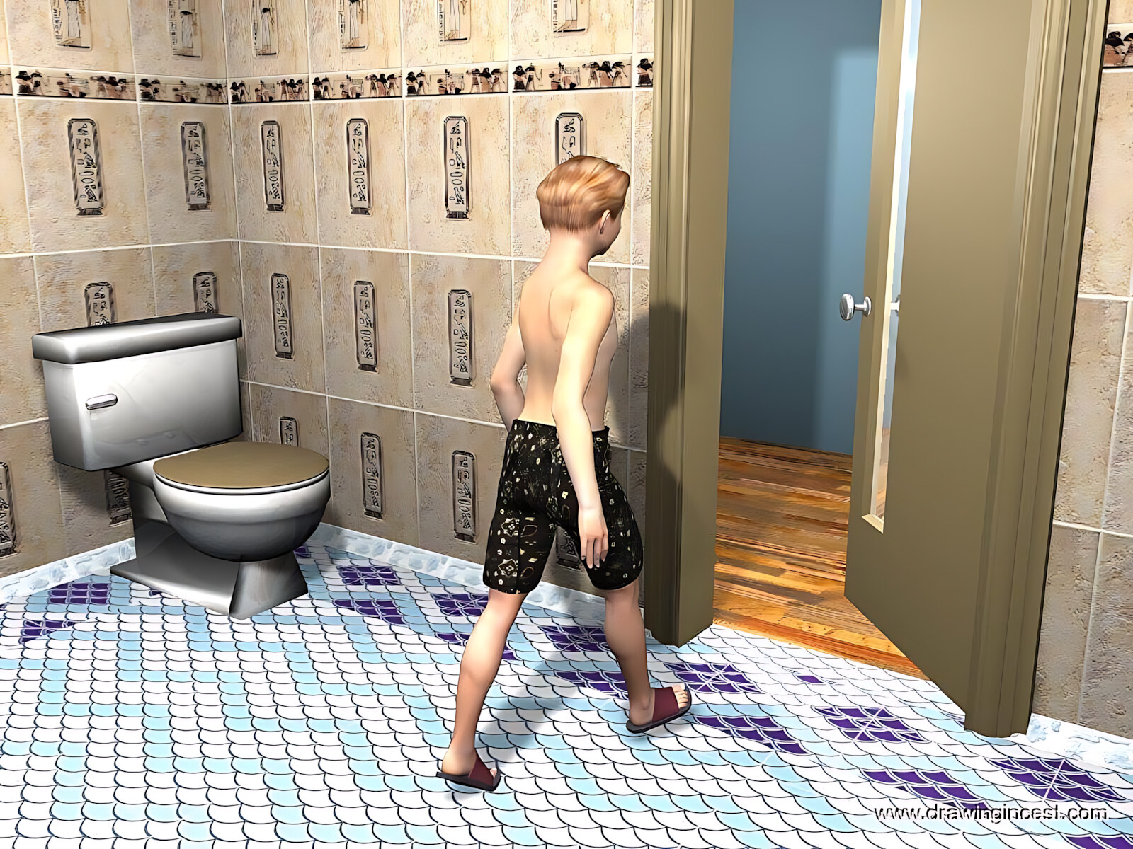 Bathroom procedures make mom and son closer [Drawingincest], Bathroom procedures make mom and son closer, page 10 of 50